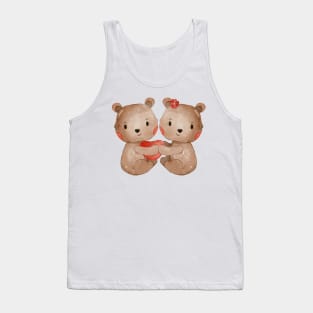 Cute Valentines Day Teddy Bear couple Tank Top